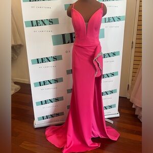 Jovani high slit plunge neckline gown